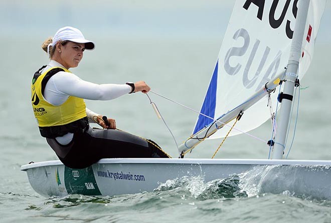 Krystal Weir racing in the Laser Radial - 2012 Sail Melbourne © Jeff Crow/ Sport the Library http://www.sportlibrary.com.au